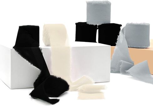 3 Rolls Light Purple Handmade Fringe Chiffon Ribbon 1.5" x 7Yd Yard Silk-Like Ribbon Colorful Rustic Ribbon for Bouquets Wrapping Decor Wedding Tie Invitations Crafts in Kuwait