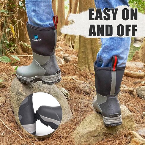 Trudave Rubber Rain Boots for Women, Neoprene Insulated Mud Work Boots, Anti-slip Breathable Mid-calf Womens Waterproof Boots for Garden, Water Fishing, Size 6-11 in Saudi Arabia