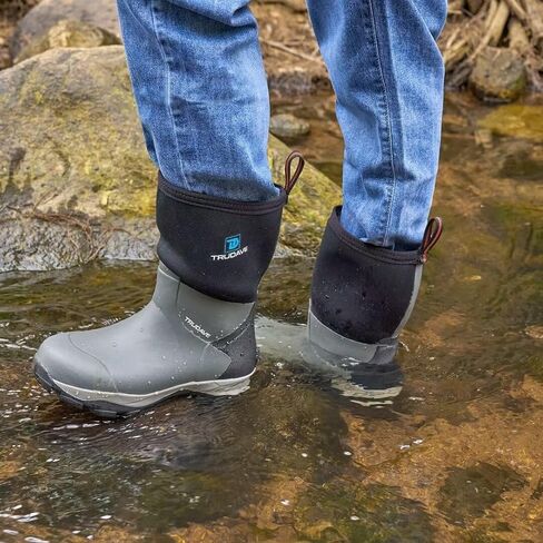 Trudave Rubber Rain Boots for Women, Neoprene Insulated Mud Work Boots, Anti-slip Breathable Mid-calf Womens Waterproof Boots for Garden, Water Fishing, Size 6-11 in Saudi Arabia