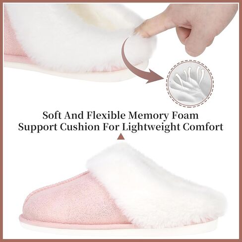 SNOWDROP Women's Slippers,Memory Foam Non-Slip Soft Warm And Cozy Fluffy Fuzzy Lady's Slippers,Indoor Outdoor Faux Fur House Shoes in Saudi Arabia