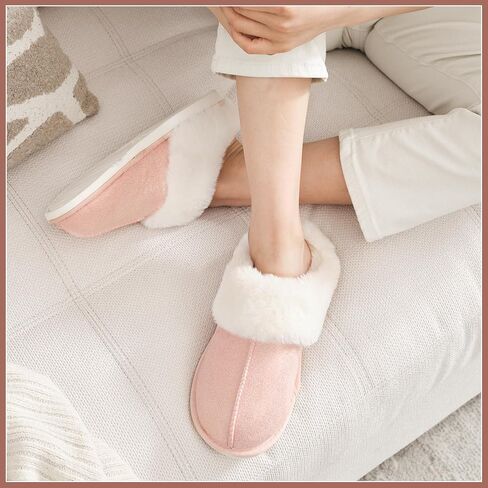 SNOWDROP Women's Slippers,Memory Foam Non-Slip Soft Warm And Cozy Fluffy Fuzzy Lady's Slippers,Indoor Outdoor Faux Fur House Shoes in Saudi Arabia