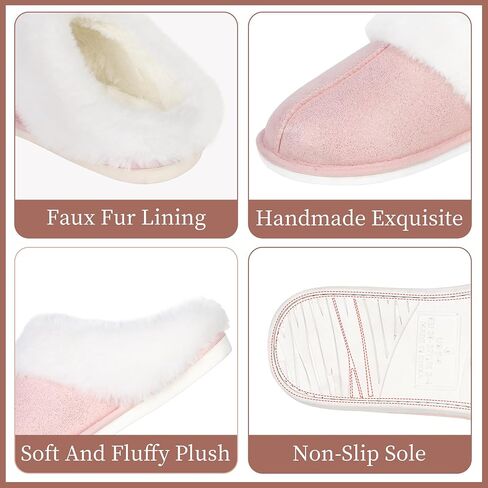 SNOWDROP Women's Slippers,Memory Foam Non-Slip Soft Warm And Cozy Fluffy Fuzzy Lady's Slippers,Indoor Outdoor Faux Fur House Shoes in Saudi Arabia