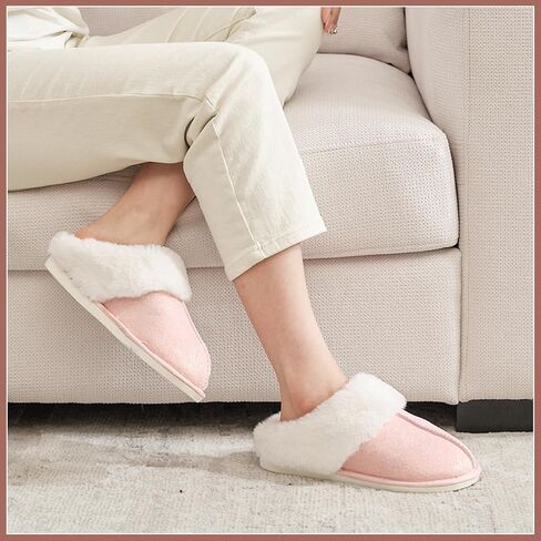 SNOWDROP Women's Slippers,Memory Foam Non-Slip Soft Warm And Cozy Fluffy Fuzzy Lady's Slippers,Indoor Outdoor Faux Fur House Shoes in Saudi Arabia