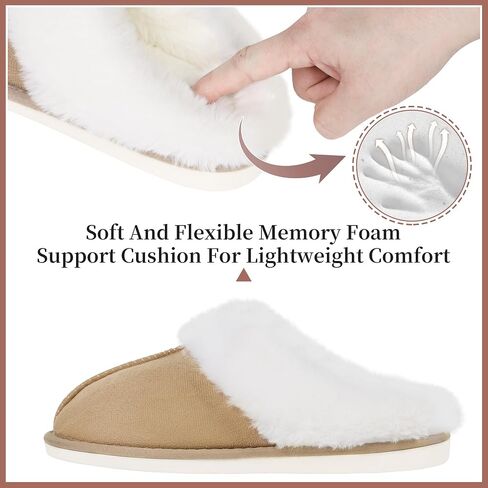 SNOWDROP Women's Slippers,Memory Foam Non-Slip Soft Warm And Cozy Fluffy Fuzzy Lady's Slippers,Indoor Outdoor Faux Fur House Shoes in Saudi Arabia