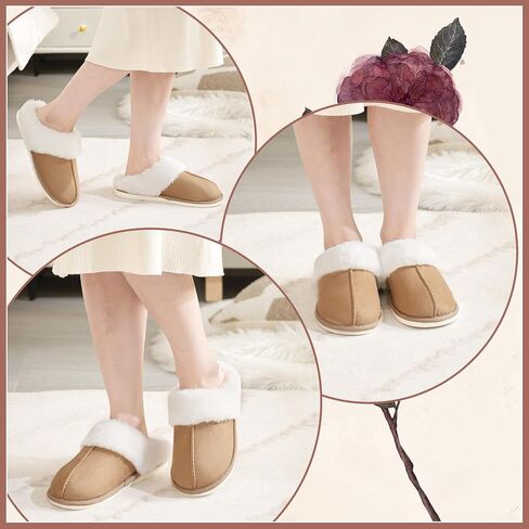 SNOWDROP Women's Slippers,Memory Foam Non-Slip Soft Warm And Cozy Fluffy Fuzzy Lady's Slippers,Indoor Outdoor Faux Fur House Shoes in Saudi Arabia