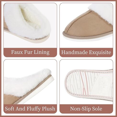 SNOWDROP Women's Slippers,Memory Foam Non-Slip Soft Warm And Cozy Fluffy Fuzzy Lady's Slippers,Indoor Outdoor Faux Fur House Shoes in Saudi Arabia