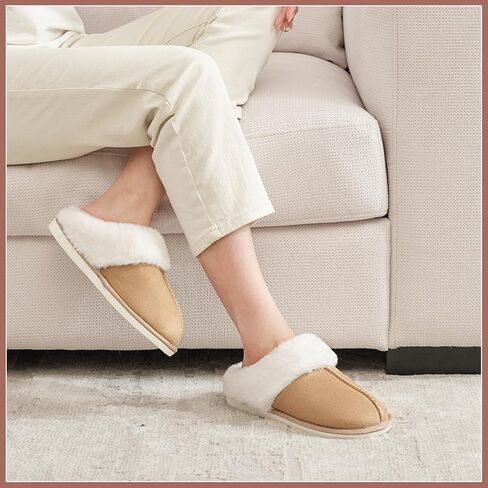 SNOWDROP Women's Slippers,Memory Foam Non-Slip Soft Warm And Cozy Fluffy Fuzzy Lady's Slippers,Indoor Outdoor Faux Fur House Shoes in Saudi Arabia