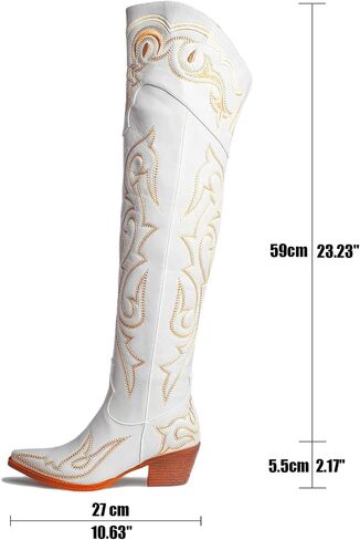 Knee High Cowboy Boots for Women Embroidered Over the Knee Cowgirl Boots Classic Western Design Boots with Side Zipper for Ladies in Saudi Arabia