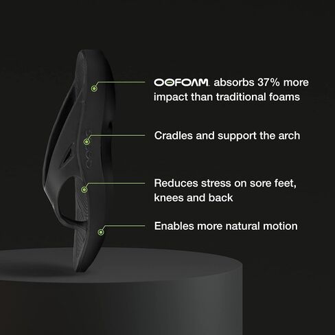 OOFOS OOriginal Sandal, Black - Men’s Size 14, Women’s Size 16 - Lightweight Recovery Footwear - Reduces Stress on Feet, Joints & Back - Machine Washable in Saudi Arabia