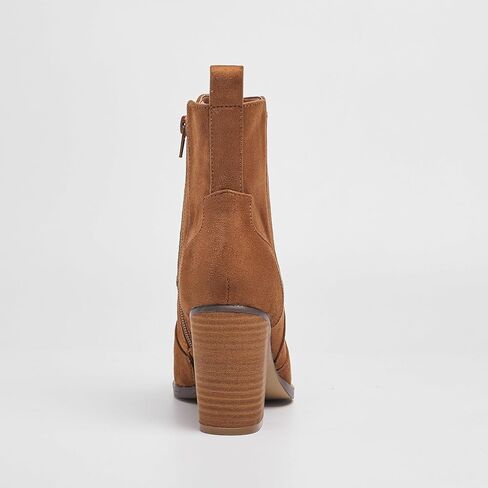 CASEY-04 Chunky Block Heel Suede Ankle Booties, Pointed Toe in Saudi Arabia