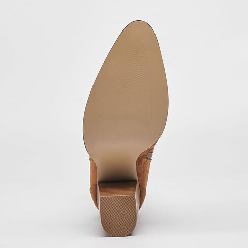 CASEY-04 Chunky Block Heel Suede Ankle Booties, Pointed Toe in Saudi Arabia