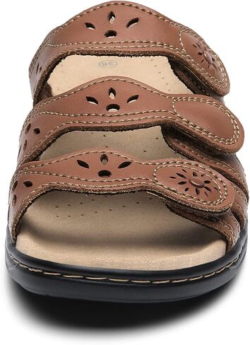 Women's Classic Leather Sandals Slide Casual Sandals with Arch Support Adjustable Hook and Loop Straps Slip-On Shoes Outdoor 2024 in Saudi Arabia