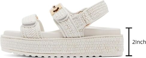 Raffia Platform Wedge Sandals for Women Comfortable Summer Beach Sandals Open Toe Slingback Platform Sandals with Adjustable Double Buckle in Saudi Arabia