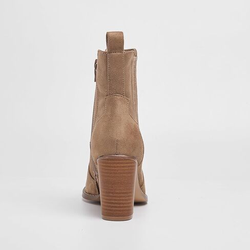 CASEY-04 Chunky Block Heel Suede Ankle Booties, Pointed Toe in Saudi Arabia