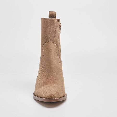 CASEY-04 Chunky Block Heel Suede Ankle Booties, Pointed Toe in Saudi Arabia