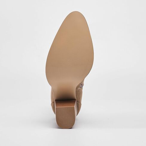 CASEY-04 Chunky Block Heel Suede Ankle Booties, Pointed Toe in Saudi Arabia