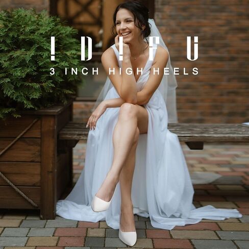 IDIFU IN3 High Heels Pumps Closed Toe Heels Women's Pumps Stiletto Pointed Toe Dress Shoes Wedding Prom Bridal Work Office Bride Bridesmaid Guest Trendy Dressy Fashion Comfortable Classic Pumps Shoes in Kuwait