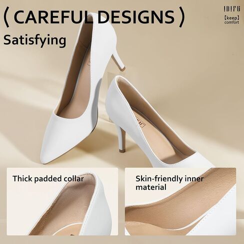 IDIFU IN3 High Heels Pumps Closed Toe Heels Women's Pumps Stiletto Pointed Toe Dress Shoes Wedding Prom Bridal Work Office Bride Bridesmaid Guest Trendy Dressy Fashion Comfortable Classic Pumps Shoes in Kuwait