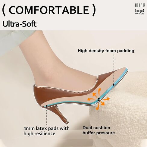 IDIFU IN3 High Heels Pumps Closed Toe Heels Women's Pumps Stiletto Pointed Toe Dress Shoes Wedding Prom Bridal Work Office Bride Bridesmaid Guest Trendy Dressy Fashion Comfortable Classic Pumps Shoes in Kuwait