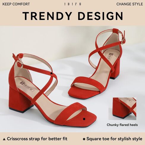 IDIFU IN3 Strappy Heels for Women Low Block Chunky Heels Square Toe Ankle Strap Heeled sandals Wedding Bridal Prom Party Dress Shoes for Women Bride Bridesmaid Dressy Comfortable Cute Trendy Heels in Saudi Arabia