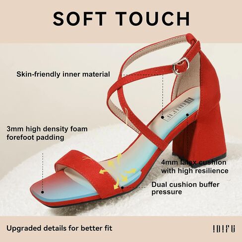 IDIFU IN3 Strappy Heels for Women Low Block Chunky Heels Square Toe Ankle Strap Heeled sandals Wedding Bridal Prom Party Dress Shoes for Women Bride Bridesmaid Dressy Comfortable Cute Trendy Heels in Saudi Arabia