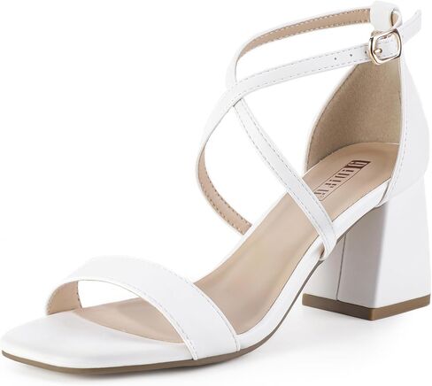 IDIFU IN3 Strappy Heels for Women Low Block Chunky Heels Square Toe Ankle Strap Heeled sandals Wedding Bridal Prom Party Dress Shoes for Women Bride Bridesmaid Dressy Comfortable Cute Trendy Heels in Saudi Arabia