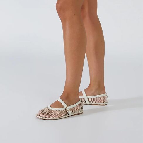 Mesh Ballet Flats for Women Fishnet Ballerina Flats with Adjustable Mary Jane Round Toe Buckle Strappy Shoes in Saudi Arabia