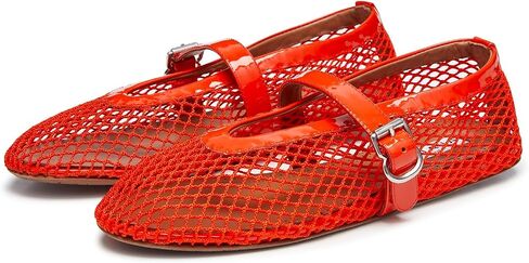 Mesh Ballet Flats for Women Fishnet Ballerina Flats with Adjustable Mary Jane Round Toe Buckle Strappy Shoes in Saudi Arabia