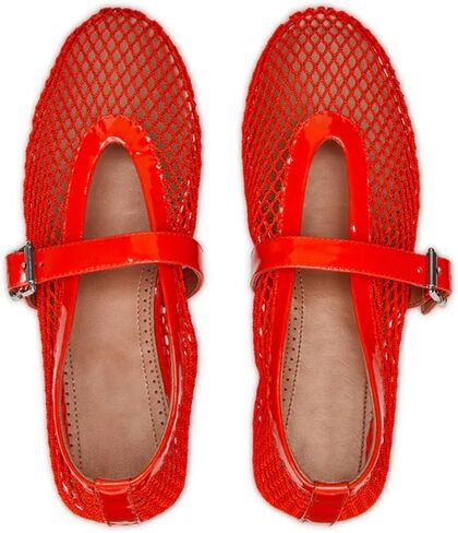 Mesh Ballet Flats for Women Fishnet Ballerina Flats with Adjustable Mary Jane Round Toe Buckle Strappy Shoes in Saudi Arabia
