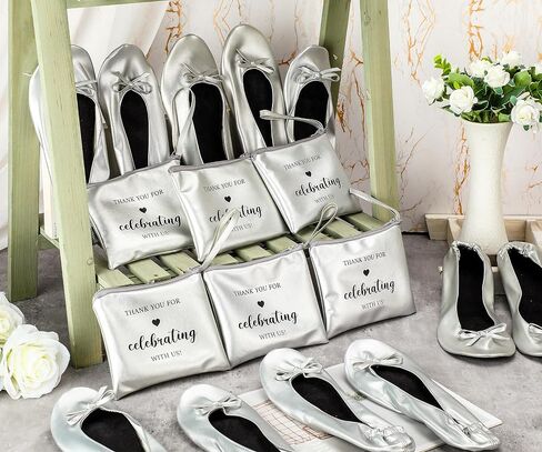 6 Pairs Wedding Foldable Flats Ballet Dancing Shoes for Purse Rollable Ballerina Slippers Shoes Bulk Bride Bridesmaids Guests in Saudi Arabia