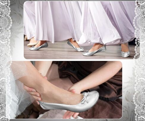 6 Pairs Wedding Foldable Flats Ballet Dancing Shoes for Purse Rollable Ballerina Slippers Shoes Bulk Bride Bridesmaids Guests in Saudi Arabia