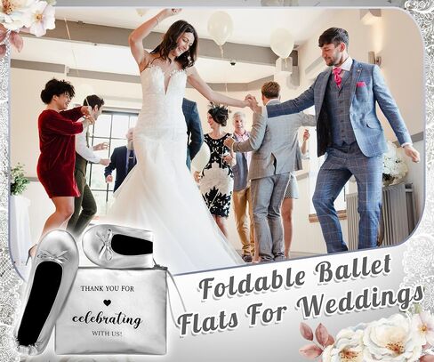 6 Pairs Wedding Foldable Flats Ballet Dancing Shoes for Purse Rollable Ballerina Slippers Shoes Bulk Bride Bridesmaids Guests in Saudi Arabia