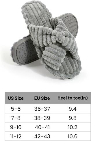 Xelky Indoor Slippers for Women House Open Toe Slipper Comfortable Corduroy Cross Bands Bedroom Shoes Fuzzy in Saudi Arabia