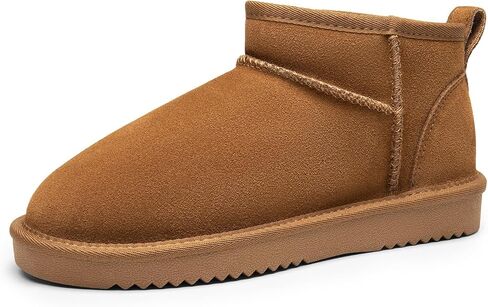 DREAM PAIRS Ankle Winter Boots for Women Genuine Suede Faux Fur Lining Water Resistant Warm Snow Boots Slip On Memory Foam Comfort Booties in Saudi Arabia