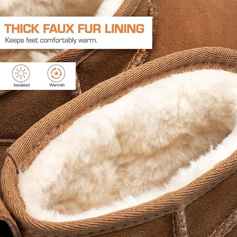 DREAM PAIRS Ankle Winter Boots for Women Genuine Suede Faux Fur Lining Water Resistant Warm Snow Boots Slip On Memory Foam Comfort Booties in Saudi Arabia
