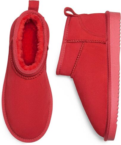 DREAM PAIRS Ankle Winter Boots for Women Genuine Suede Faux Fur Lining Water Resistant Warm Snow Boots Slip On Memory Foam Comfort Booties in Saudi Arabia