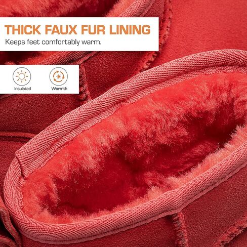 DREAM PAIRS Ankle Winter Boots for Women Genuine Suede Faux Fur Lining Water Resistant Warm Snow Boots Slip On Memory Foam Comfort Booties in Saudi Arabia