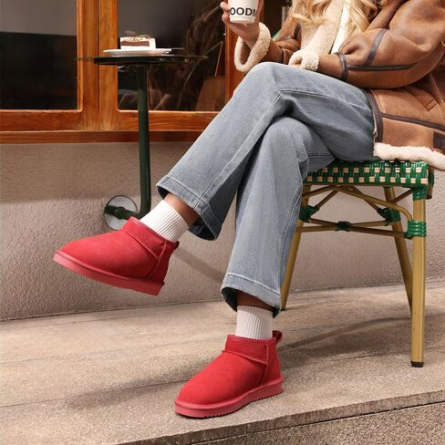 DREAM PAIRS Ankle Winter Mini Boots for Women | Genuine Suede Faux Fur Lining Water Resistant Warm Snow Boots Slip On Memory Foam Comfort Booties FuzzyClassic in Saudi Arabia