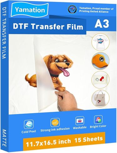 فيلم نقل Yamation DTF: A3 (16.5 × 11.7 بوصة) 100 ورقة فاخرة ذات لمسة نهائية غير لامعة على الوجهين من ورق نقل PET مباشرة إلى القمصان in Saudi Arabia
