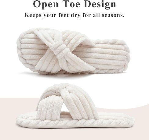 شبشب نسائي من Cozyfurry مصنوع من إسفنج الذاكرة وسروال قصير مزود بفيونكة وأشرطة متقاطعة مفتوحة من الأمام شبشب لغرفة النوم حذاء مريح عصري هدية in Kuwait