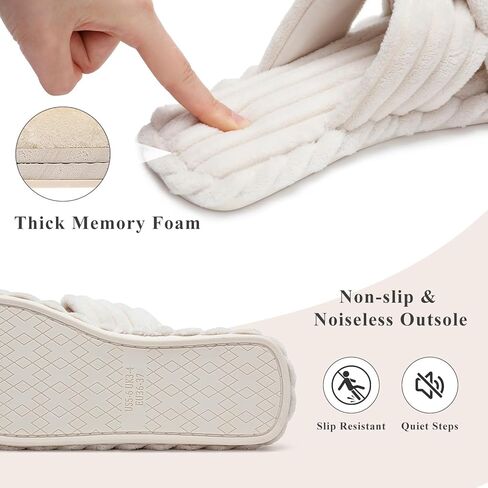 شبشب نسائي من Cozyfurry مصنوع من إسفنج الذاكرة وسروال قصير مزود بفيونكة وأشرطة متقاطعة مفتوحة من الأمام شبشب لغرفة النوم حذاء مريح عصري هدية in Kuwait