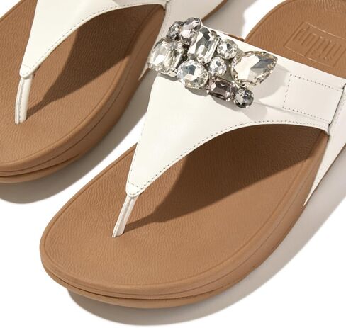 FitFlop Women's Lulu Jewel-Deluxe Leather Toe-Post Sandals Wedge in Saudi Arabia