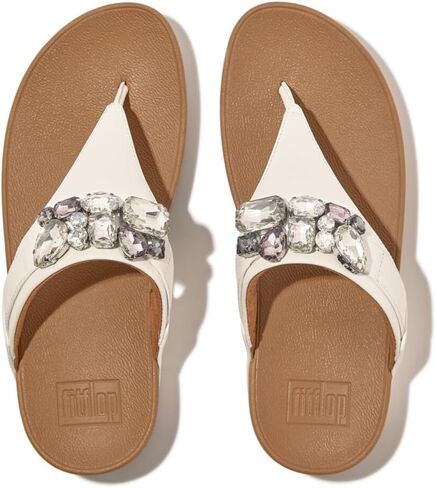 FitFlop Women's Lulu Jewel-Deluxe Leather Toe-Post Sandals Wedge in Saudi Arabia