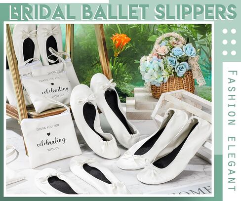 6 Pairs Wedding Foldable Flats Ballet Dancing Shoes for Purse Rollable Ballerina Slippers Shoes Bulk Bride Bridesmaids Guests in Saudi Arabia