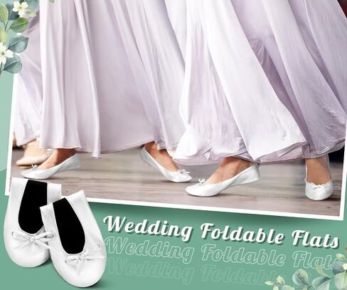6 Pairs Wedding Foldable Flats Ballet Dancing Shoes for Purse Rollable Ballerina Slippers Shoes Bulk Bride Bridesmaids Guests in Saudi Arabia