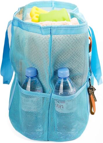 TOPASION Large Mesh Beach Tote Bag Lightweight Pool Bags for Sand Toys Family Travel Grocery Bags Reusable Shopping Bags in Saudi Arabia