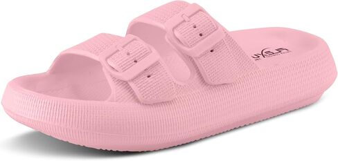 Flexus Women's Bubbles Waterproof Slide Sandals with Adjustable Buckle Straps - Cushioned Footbed, Lightweight EVA Sole, Padded Insole, Slip-On Comfort in Kuwait