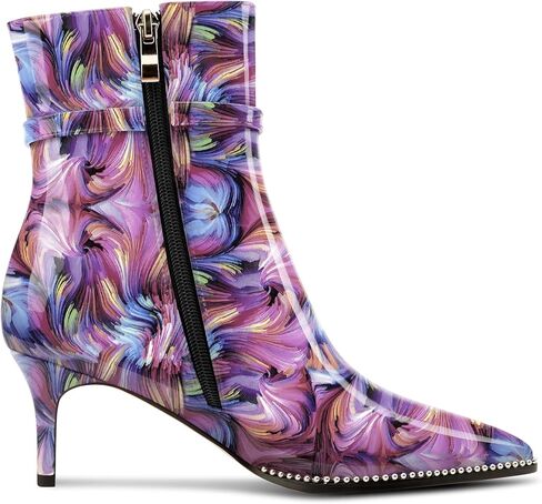 NobleOnly منتصف هريرة كعب إغلاق مطرز أشار تو الكاحل أحذية للنساء مشبك الجانب سستة عارضة مكتب أحذية قصيرة 2.6 بوصة in Kuwait