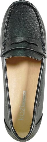 KOZI Women Comfort Casual Wedge Shoe Slip-On Loafer ML Collection Round Toe Penny Loafer Removable Insole Black Champagne in Saudi Arabia