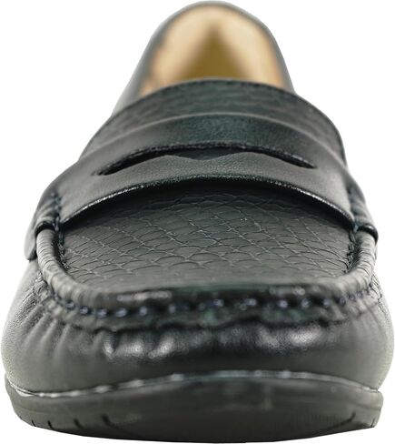 KOZI Women Comfort Casual Wedge Shoe Slip-On Loafer ML Collection Round Toe Penny Loafer Removable Insole Black Champagne in Saudi Arabia